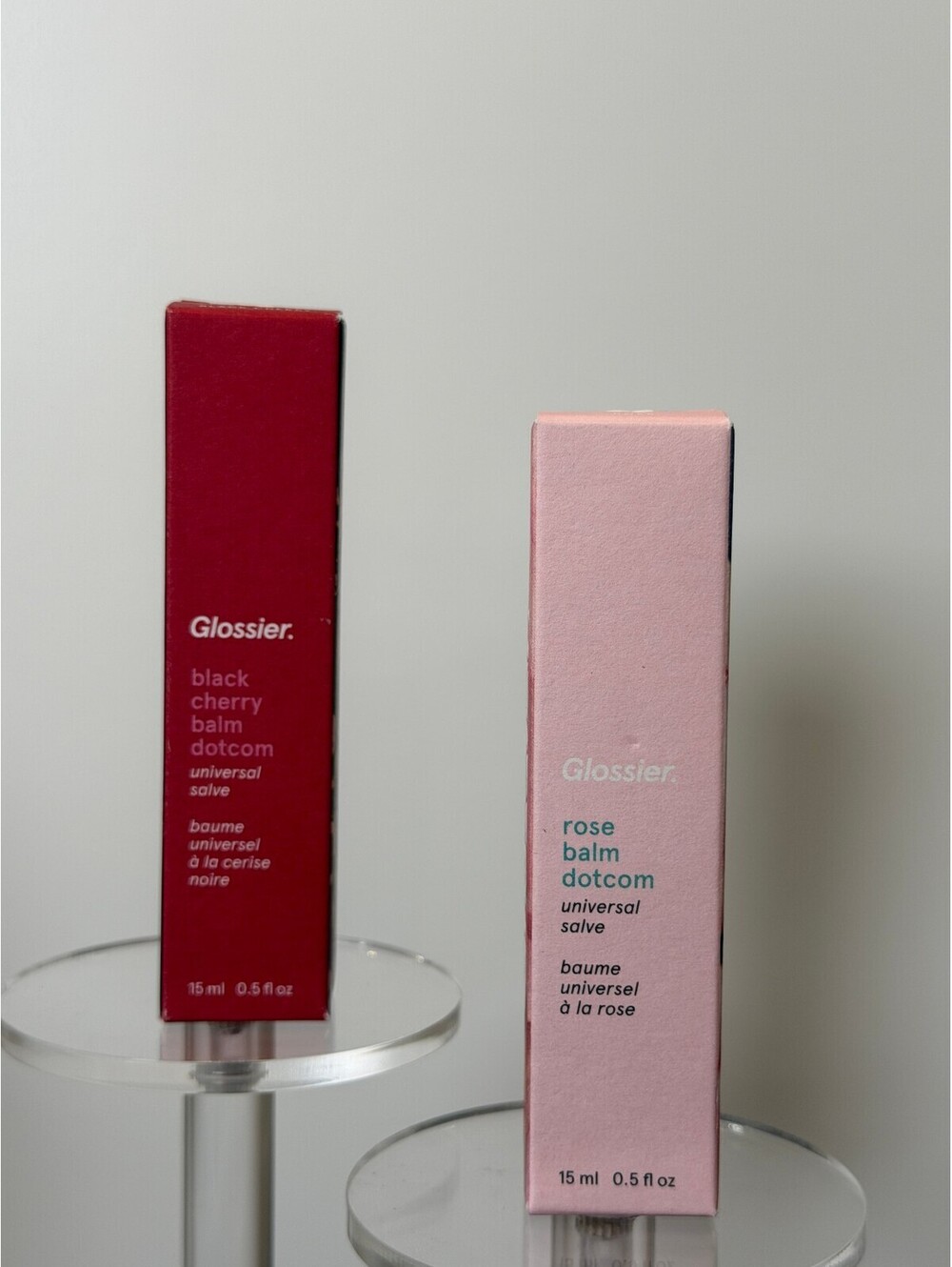 Glossier Balm Dotcom Black Cherry + Rose Lip Balm Duo 15ml Each NEW